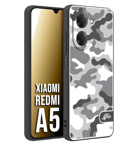 CUSTOMIZZA - Custodia cover nera morbida in tpu compatibile per Xiaomi Redmi A5 camouflage mimetico militare bianco white