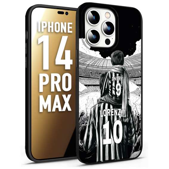 CUSTOMIZZA - Custodia cover nera morbida in tpu compatibile per iPhone 14 PRO MAX personalizzata calcio football nome e numero calciatori bianconeri bianca e nera