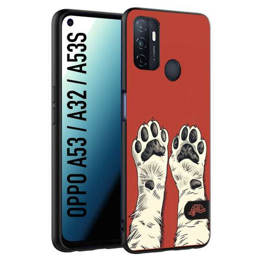 CUSTOMIZZA - Custodia cover nera morbida in tpu compatibile per Oppo A53 - A32 - A53S zampe di gatto cat paws rossa red disegnata fumetto cartoon