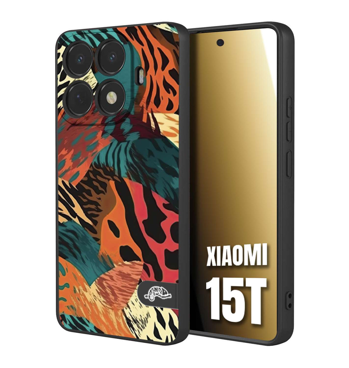 CUSTOMIZZA - Custodia cover nera morbida in tpu compatibile per Xiaomi 15T leopardato tigrato tiger colorata summer arancio verde fucsia