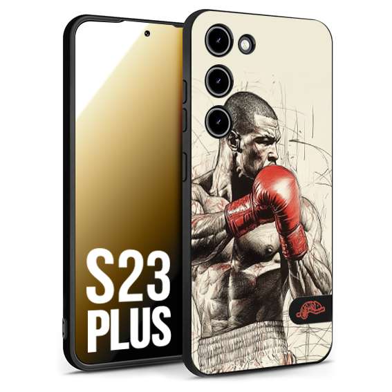 CUSTOMIZZA - Custodia cover nera morbida in tpu compatibile per Samsung S23 PLUS pugilato pugili disegno tattoo guantoni box sport ring