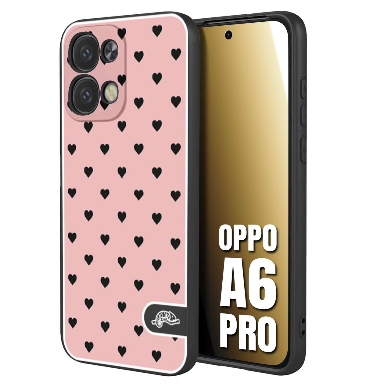 CUSTOMIZZA - Custodia cover nera morbida in tpu compatibile per Oppo A6 PRO cuori pois rosa donna pin up vintage