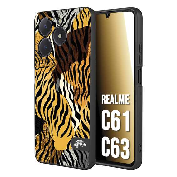 CUSTOMIZZA - Custodia cover nera morbida in tpu compatibile per Realme C61 - C63 leopardato tigrato tiger colorata donna fashion estate