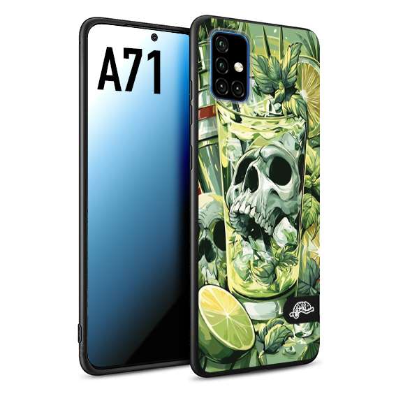 CUSTOMIZZA - Custodia cover nera morbida in tpu compatibile per Samsung A71 Mojito cocktail teschio illustrazione drink lime menta ghiacci tropicale street art