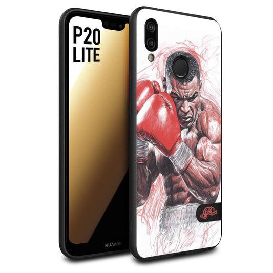 CUSTOMIZZA - Custodia cover nera morbida in tpu compatibile per Huawei P20 LITE pugilato pugili disegno tattoo guantoni boxer pesi massimi iron mike