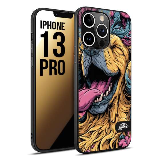 CUSTOMIZZA - Custodia cover nera morbida in tpu compatibile per iPhone 13 PRO Golden Retriever illustrazione cane pop art cane street art cartone animato