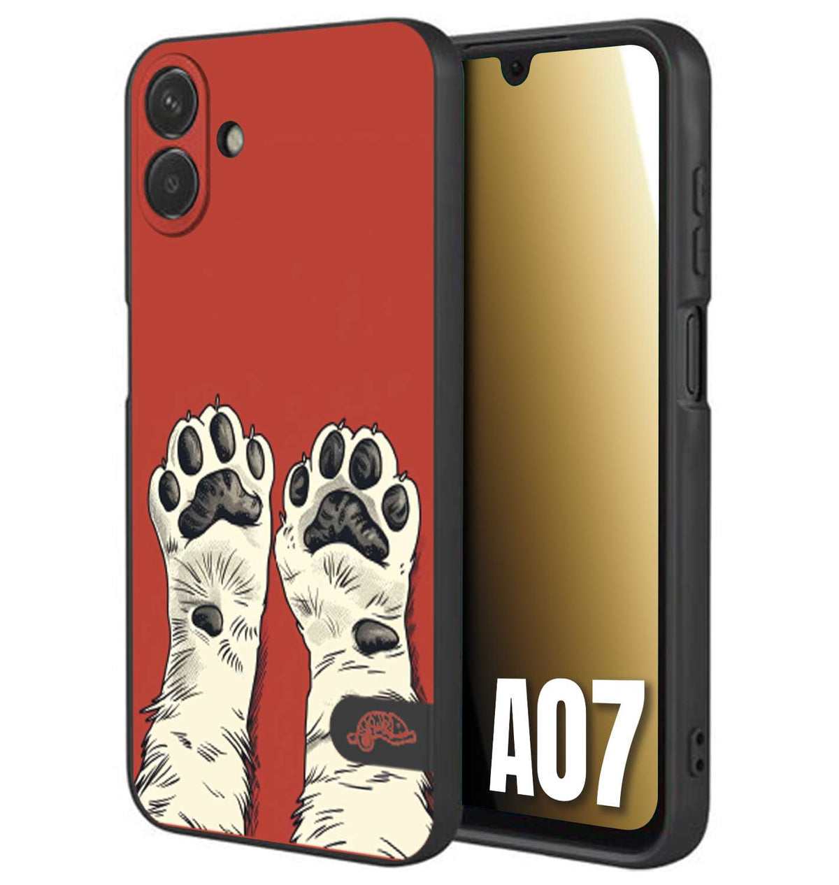 CUSTOMIZZA - Custodia cover nera morbida in tpu compatibile per Samsung A07 zampe di gatto cat paws rossa red disegnata fumetto cartoon