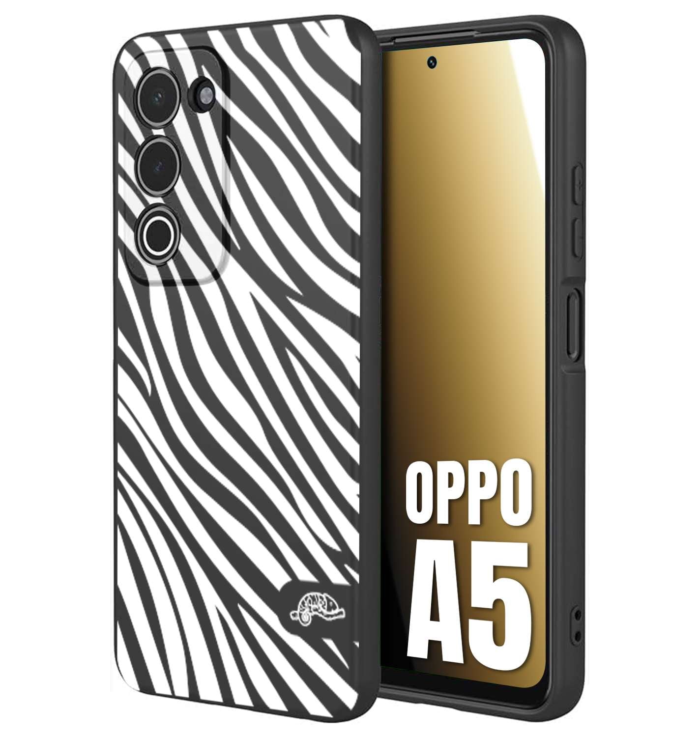 CUSTOMIZZA - Custodia cover nera morbida in tpu compatibile per Oppo A5 zebrata maculata a rilievo soft touch donna bianca