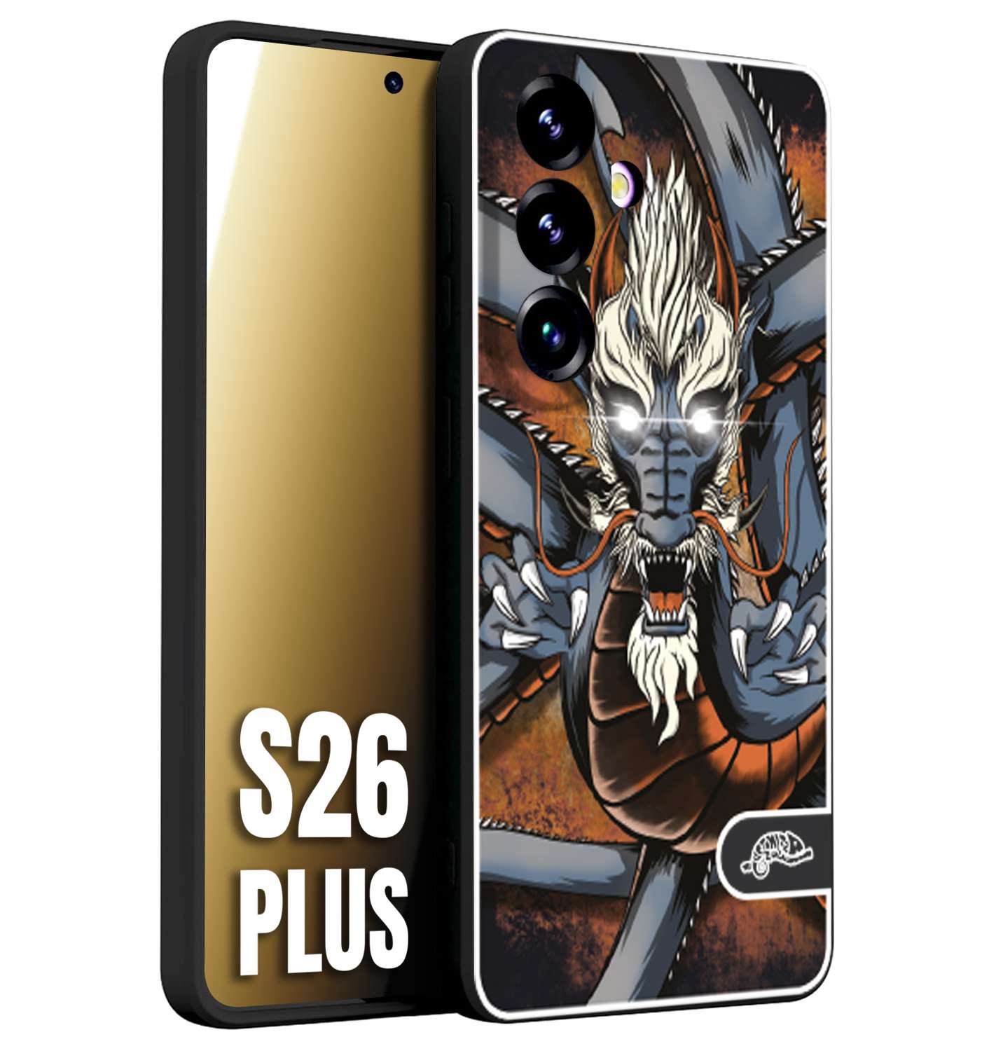 CUSTOMIZZA - Custodia cover nera morbida in tpu compatibile per Samsung S26 PLUS drago giapponese tattoo japan dragon