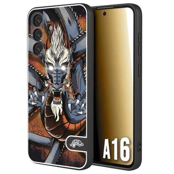 CUSTOMIZZA - Custodia cover nera morbida in tpu compatibile per Samsung A16 drago giapponese tattoo japan dragon