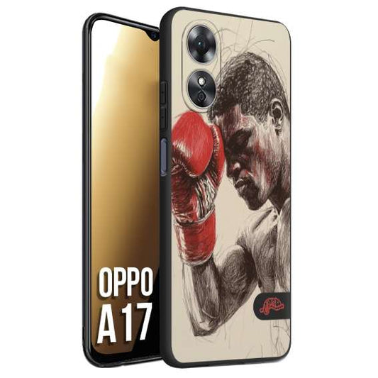 CUSTOMIZZA - Custodia cover nera morbida in tpu compatibile per Oppo A17 pugilato pugili disegno tattoo guantoni boxer pesi massimi