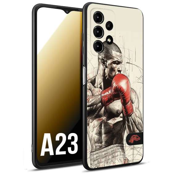 CUSTOMIZZA - Custodia cover nera morbida in tpu compatibile per Samsung A23 pugilato pugili disegno tattoo guantoni box sport ring