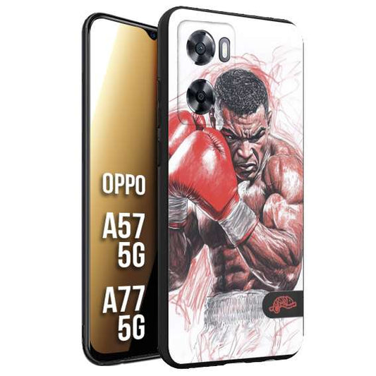 CUSTOMIZZA - Custodia cover nera morbida in tpu compatibile per Oppo A57 5G - A77 5G pugilato pugili disegno tattoo guantoni boxer pesi massimi iron mike
