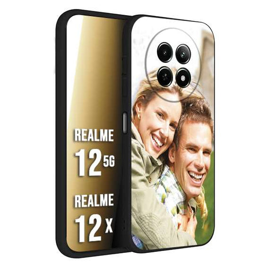 CUSTOMIZZA - Custodia cover nera morbida in tpu compatibile per Realme 12 5G - 12X personalizzata con foto immagine scritta a piacere