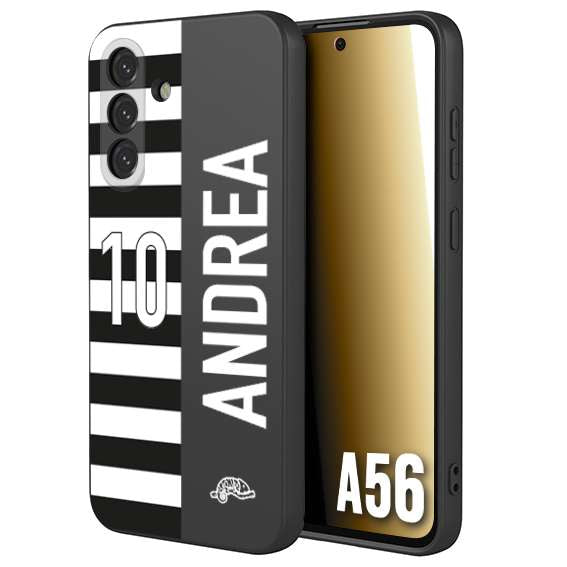 CUSTOMIZZA - Custodia cover nera morbida in tpu compatibile per Samsung A56 5G personalizzata calcio football nome e numero calciatori bianconera