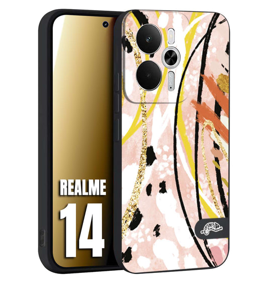 CUSTOMIZZA - Custodia cover nera morbida in tpu compatibile per Realme 14 5G fiori astratti donna zebrato leopardato fantasia dorata gialla rosa colorata