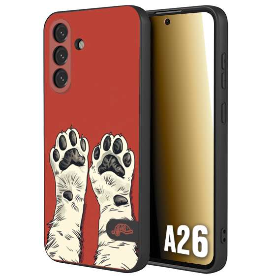 CUSTOMIZZA - Custodia cover nera morbida in tpu compatibile per Samsung A26 zampe di gatto cat paws rossa red disegnata fumetto cartoon