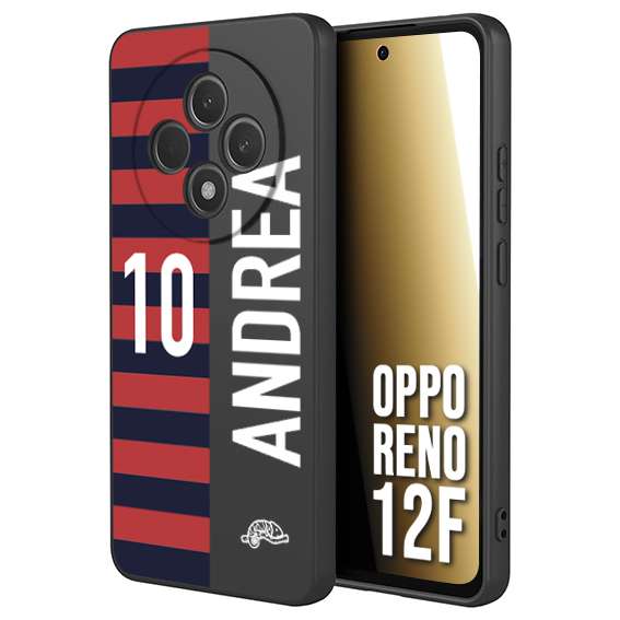 CUSTOMIZZA - Custodia cover nera morbida in tpu compatibile per Oppo Reno 12F personalizzata calcio football nome e numero calciatori rossoblu