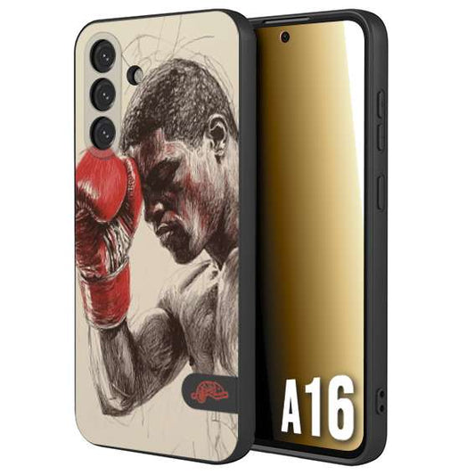 CUSTOMIZZA - Custodia cover nera morbida in tpu compatibile per Samsung A16 pugilato pugili disegno tattoo guantoni boxer pesi massimi