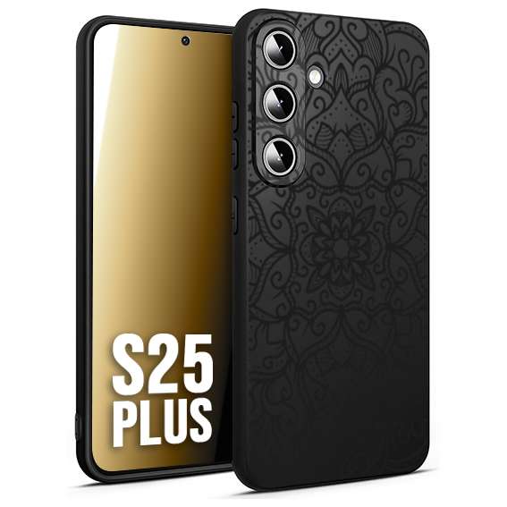 CUSTOMIZZA - Custodia cover nera morbida in tpu compatibile per Samsung S25 PLUS mandala nero fiore vedo non vedo donna