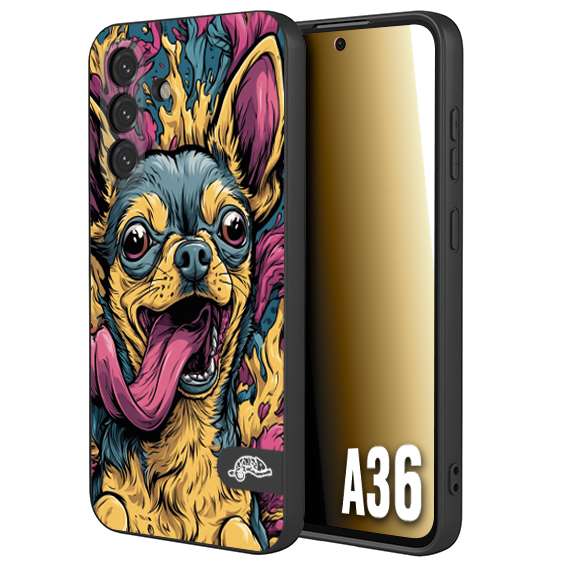 CUSTOMIZZA - Custodia cover nera morbida in tpu compatibile per Samsung A36 Chihuahua illustrazione cane pop art cane street art cartone animato