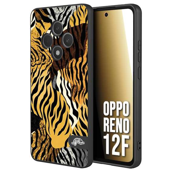 CUSTOMIZZA - Custodia cover nera morbida in tpu compatibile per Oppo Reno 12F leopardato tigrato tiger colorata donna fashion estate
