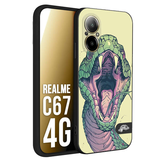 CUSTOMIZZA - Custodia cover nera morbida in tpu compatibile per Oppo C67 4G snake yellow green serpente tatuaggio tattoo disegnato a mano