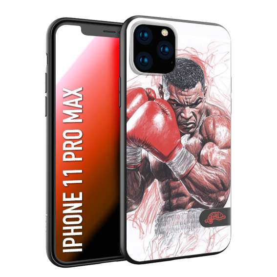 CUSTOMIZZA - Custodia cover nera morbida in tpu compatibile per iPhone 11 PRO MAX pugilato pugili disegno tattoo guantoni boxer pesi massimi iron mike