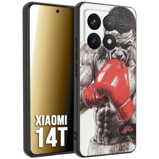 CUSTOMIZZA - Custodia cover nera morbida in tpu compatibile per Xiaomi 14T pugilato pugili disegno tattoo guantoni box pesi massimi gancio