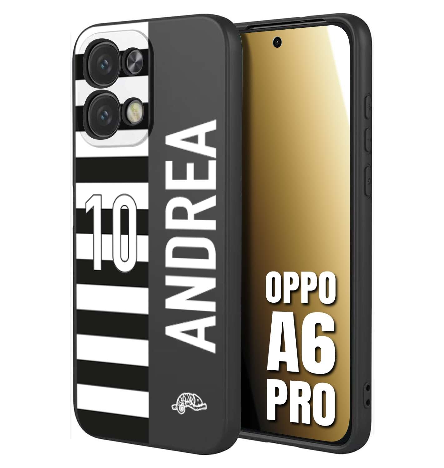 CUSTOMIZZA - Custodia cover nera morbida in tpu compatibile per Oppo A6 PRO personalizzata calcio football nome e numero calciatori bianconera