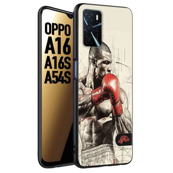 CUSTOMIZZA - Custodia cover nera morbida in tpu compatibile per Oppo A16 - A16S - A54S pugilato pugili disegno tattoo guantoni box sport ring