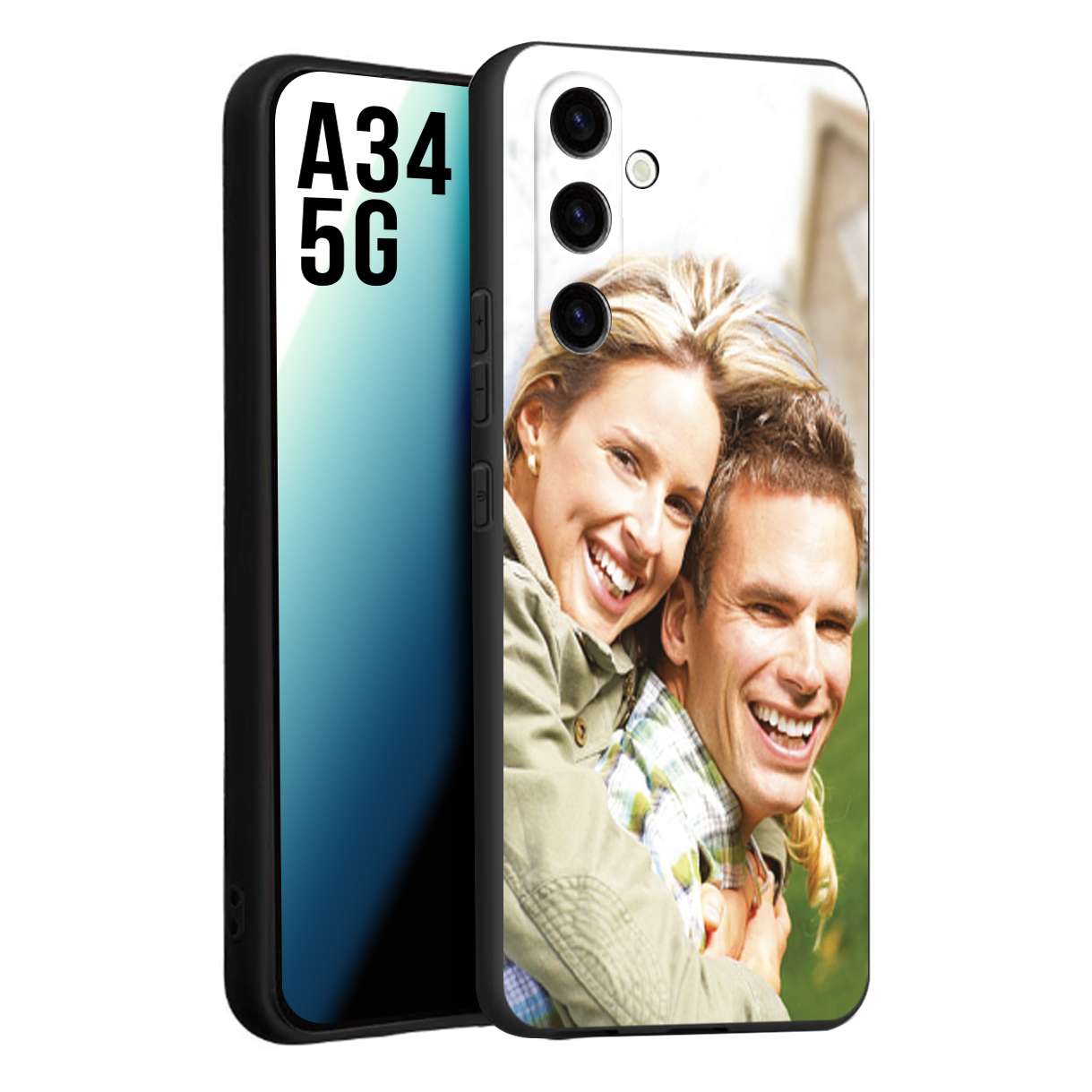 CUSTOMIZZA - Custodia cover nera morbida in tpu compatibile per Samsung A34 5G personalizzata con foto immagine scritta a piacere