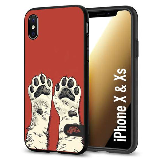 CUSTOMIZZA - Custodia cover nera morbida in tpu compatibile per iPhone X - Xs zampe di gatto cat paws rossa red disegnata fumetto cartoon