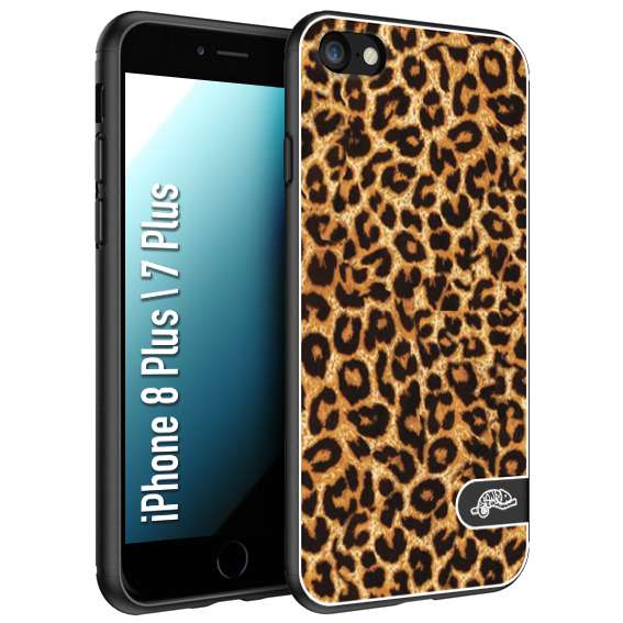 CUSTOMIZZA - Custodia cover nera morbida in tpu compatibile per iPhone 7 PLUS - 8 plus leopardato maculato donna marrone leopard brown
