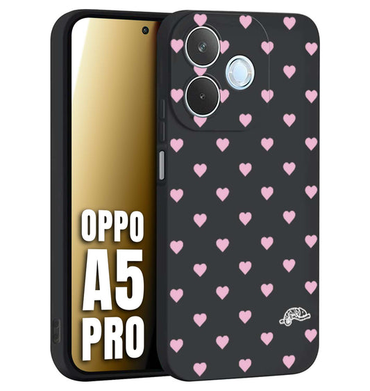 CUSTOMIZZA - Custodia cover nera morbida in tpu compatibile per Oppo A5 PRO cuori pois rosa su nero donna pin up vintage