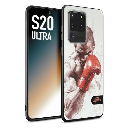 CUSTOMIZZA - Custodia cover nera morbida in tpu compatibile per Samsung S20 ULTRA pugilato pugili disegno tattoo guantoni box sport primo piano