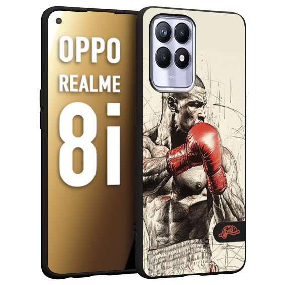 CUSTOMIZZA - Custodia cover nera morbida in tpu compatibile per Realme 8i pugilato pugili disegno tattoo guantoni box sport ring