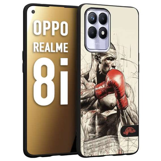 CUSTOMIZZA - Custodia cover nera morbida in tpu compatibile per Realme 8i pugilato pugili disegno tattoo guantoni box sport ring