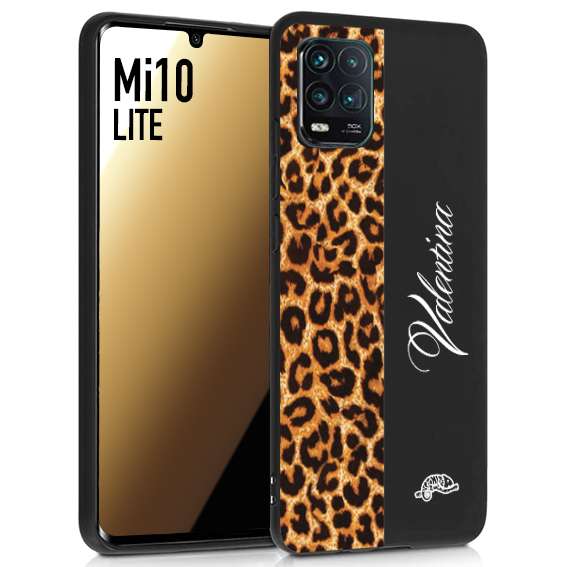 CUSTOMIZZA - Custodia cover nera morbida in tpu compatibile per Xiaomi Mi 10 LITE custom nome scritta leopardato maculato donna marrone leopard