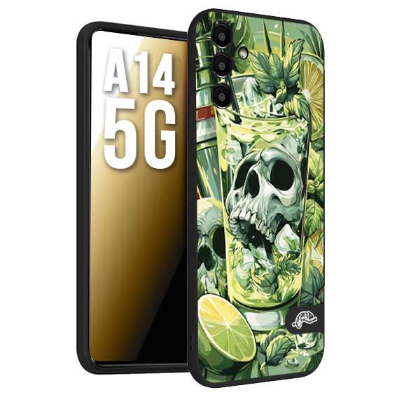 CUSTOMIZZA - Custodia cover nera morbida in tpu compatibile per Samsung A14 5G Mojito cocktail teschio illustrazione drink lime menta ghiacci tropicale street art