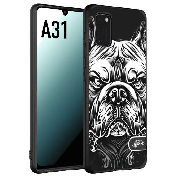 CUSTOMIZZA - Custodia cover nera morbida in tpu compatibile per Samsung A31 bulldog bianco a rilievo disegnato tattoo tatuaggio