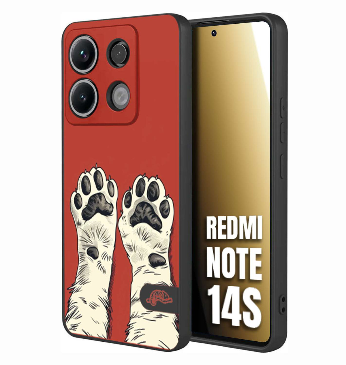 CUSTOMIZZA - Custodia cover nera morbida in tpu compatibile per Xiaomi Redmi Note 14S zampe di gatto cat paws rossa red disegnata fumetto cartoon
