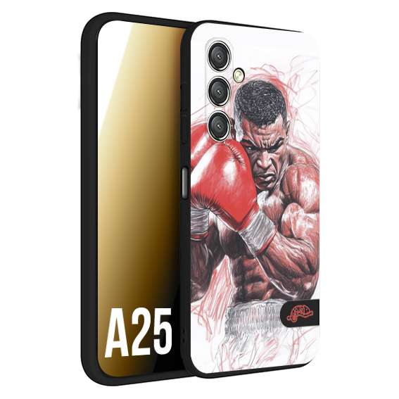 CUSTOMIZZA - Custodia cover nera morbida in tpu compatibile per Samsung A25 pugilato pugili disegno tattoo guantoni boxer pesi massimi iron mike
