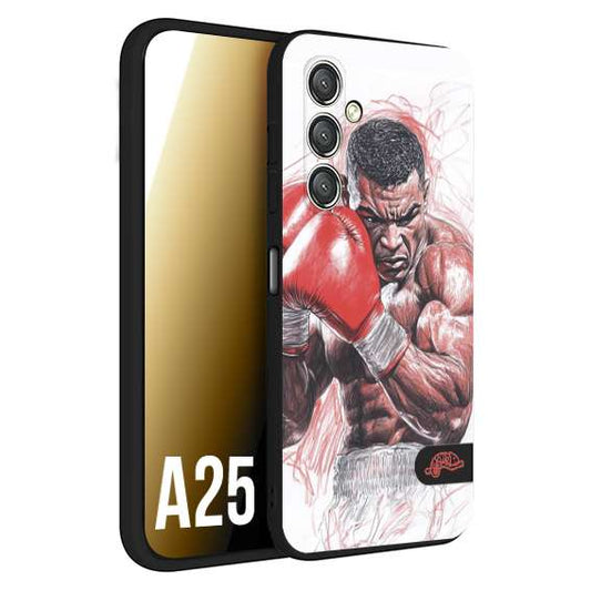 CUSTOMIZZA - Custodia cover nera morbida in tpu compatibile per Samsung A25 pugilato pugili disegno tattoo guantoni boxer pesi massimi iron mike