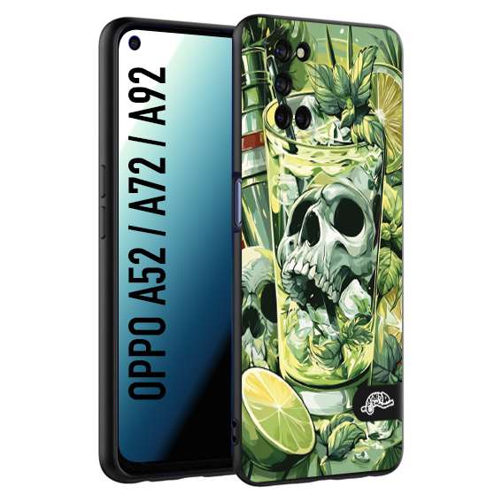 CUSTOMIZZA - Custodia cover nera morbida in tpu compatibile per Oppo A52 - A72 - A92 Mojito cocktail teschio illustrazione drink lime menta ghiacci tropicale street art