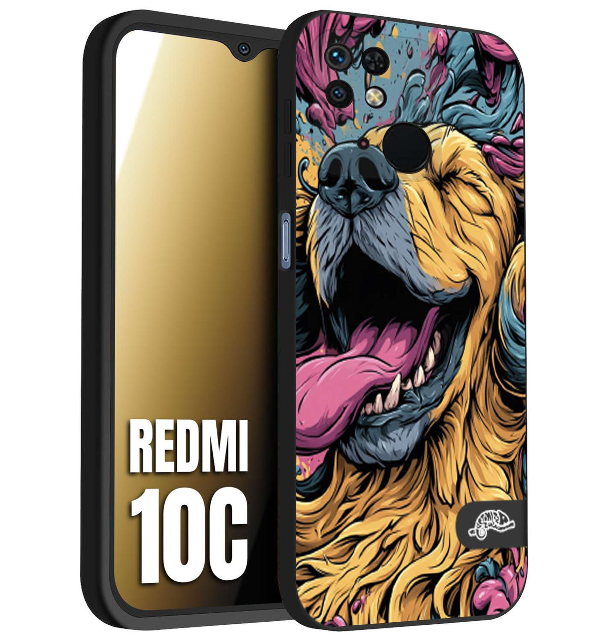CUSTOMIZZA - Custodia cover nera morbida in tpu compatibile per Xiaomi Redmi 10C Negroni cocktail teschio illustrazione rosso arancia ghiaccio piccante street art fumetto
