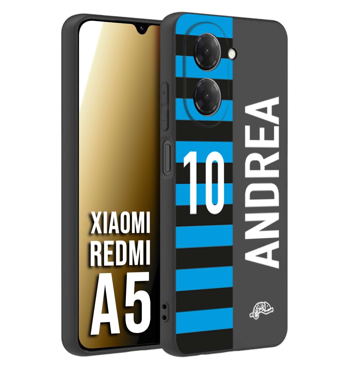 CUSTOMIZZA - Custodia cover nera morbida in tpu compatibile per Xiaomi Redmi A5 personalizzata calcio football nome e numero calciatori nerazzurra