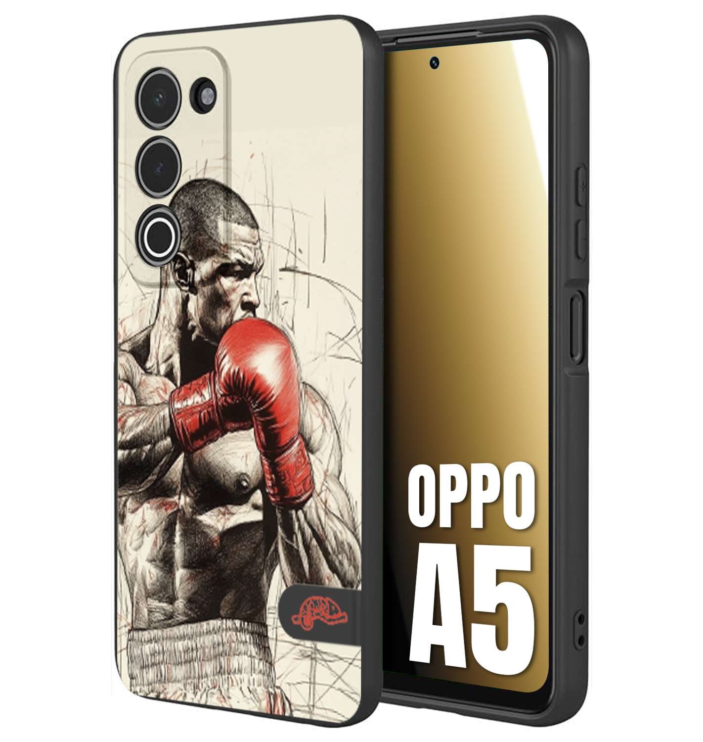 CUSTOMIZZA - Custodia cover nera morbida in tpu compatibile per Oppo A5 pugilato pugili disegno tattoo guantoni box sport ring
