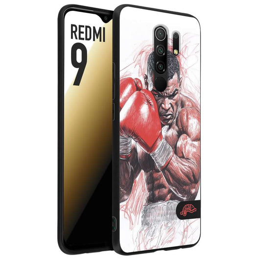 CUSTOMIZZA - Custodia cover nera morbida in tpu compatibile per Xiaomi Redmi 9 pugilato pugili disegno tattoo guantoni boxer pesi massimi iron mike