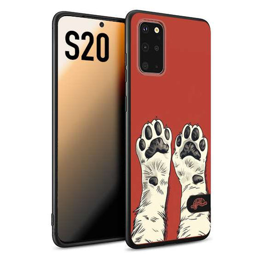 CUSTOMIZZA - Custodia cover nera morbida in tpu compatibile per Samsung S20 zampe di gatto cat paws rossa red disegnata fumetto cartoon